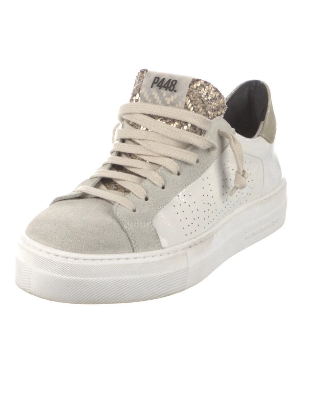 P448 Thea Gray Silver Platform Sneakers Women’s Leather EU 37 US 7